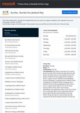 14 Bus Time Schedule & Line Route