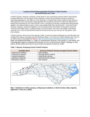 1 Lamprey (Family Petromyzontidae) Diversity in North Carolina by The