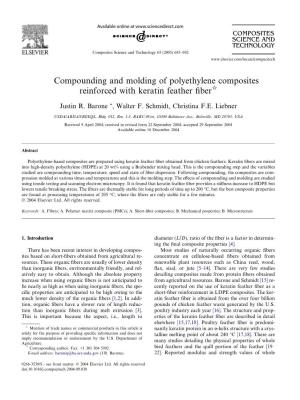 Compounding and Molding of Polyethylene Composites Reinforced with Keratin Feather ﬁberi