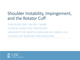 Shoulder Instability, Impingement, and the Rotator Cuff