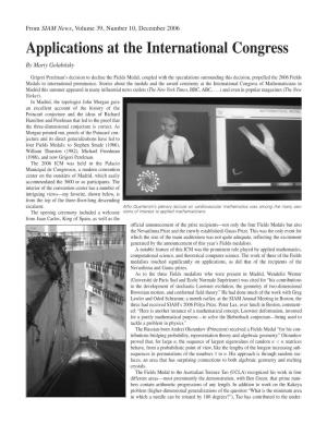 Applications at the International Congress by Marty Golubitsky