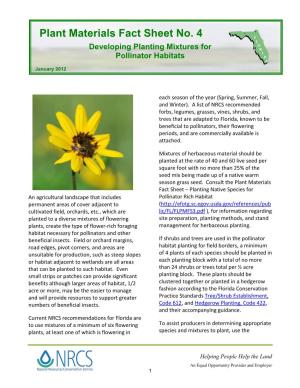 Plant Materials Fact Sheet Planting Native Species for Flower Rich