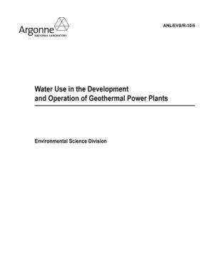 Water Use in the Development and Operations of Geothermal Power