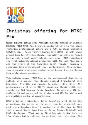 Christmas Offering for MTKC Pro