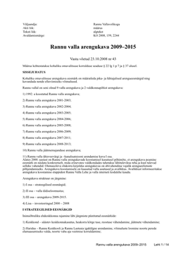 Rannu Valla Arengukava 2009–2015