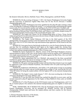 SENATE RESOLUTION 8616 by Senators Schoesler, Brown