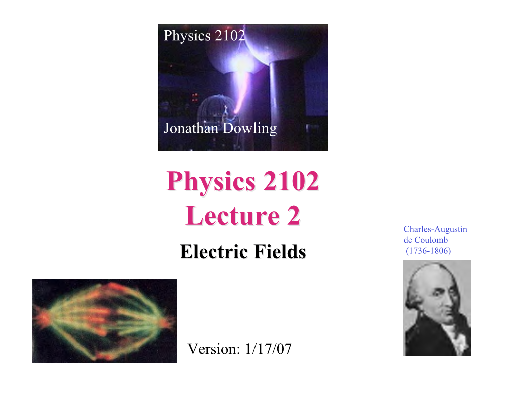 Physics 2102 Lecture 2