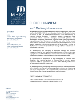 MHBC CV Document