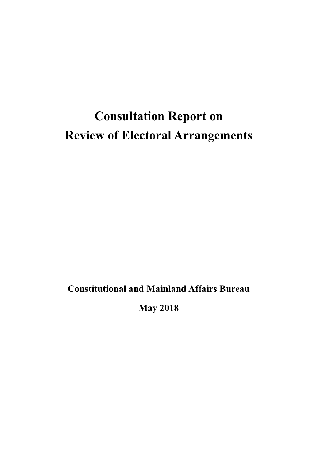 Consultation Report on Review of Electoral Arrangements