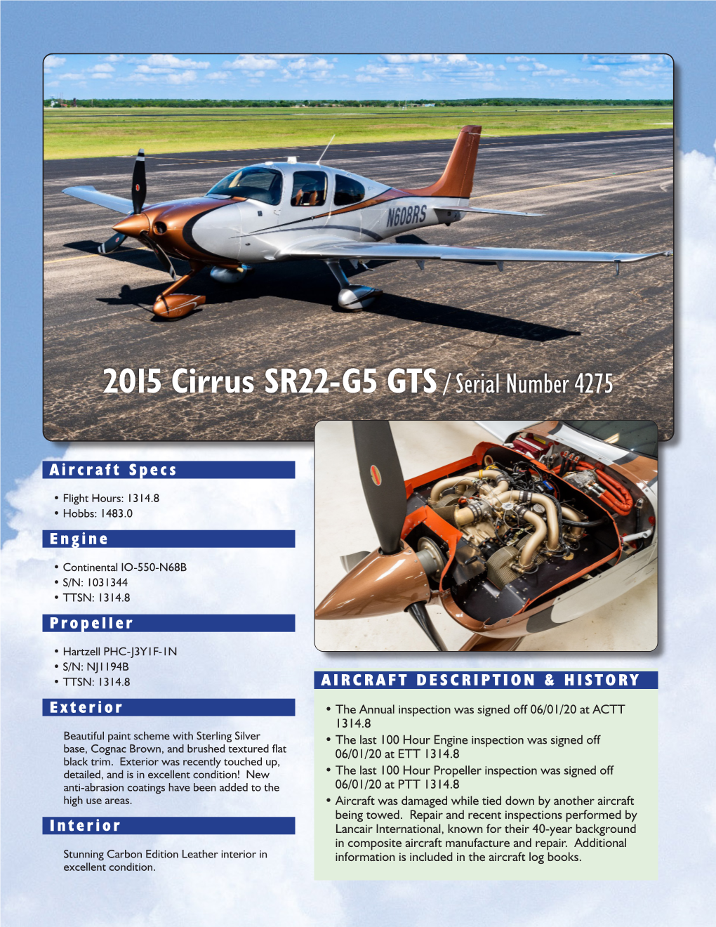 2015 Cirrus SR22-G5 GTS/ Serial Number 4275