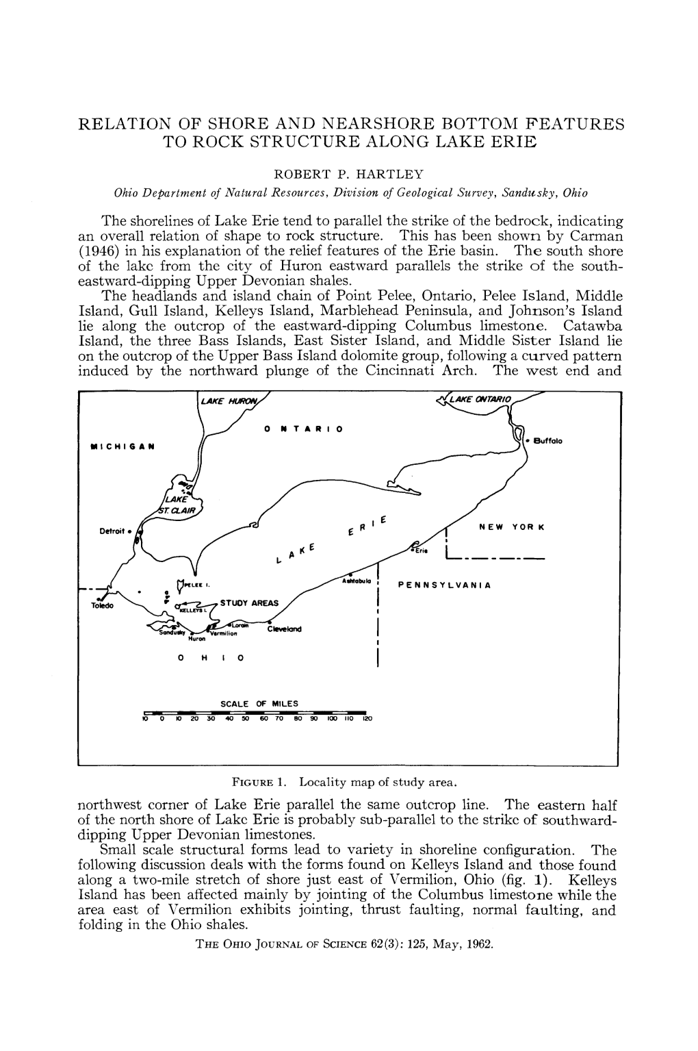 Relation of Shore and Nearshore Bottom Features to Rock Structure Along Lake Erie