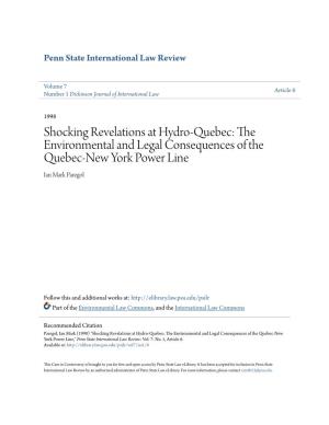 Shocking Revelations at Hydro-Quebec: the Environmental and Legal Consequences of the Quebec-New York Power Line Ian Mark Paregol
