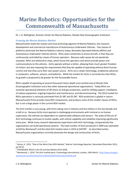 Marine Robotics: Opportunities for the Commonwealth of Massachusetts