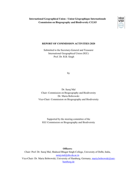 Commission on Biogeography and Biodiversity C12.03