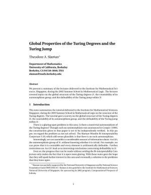 Global Properties of the Turing Degrees and the Turing Jump