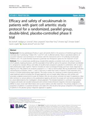Efficacy and Safety of Secukinumab in Patients with Giant Cell Arteritis