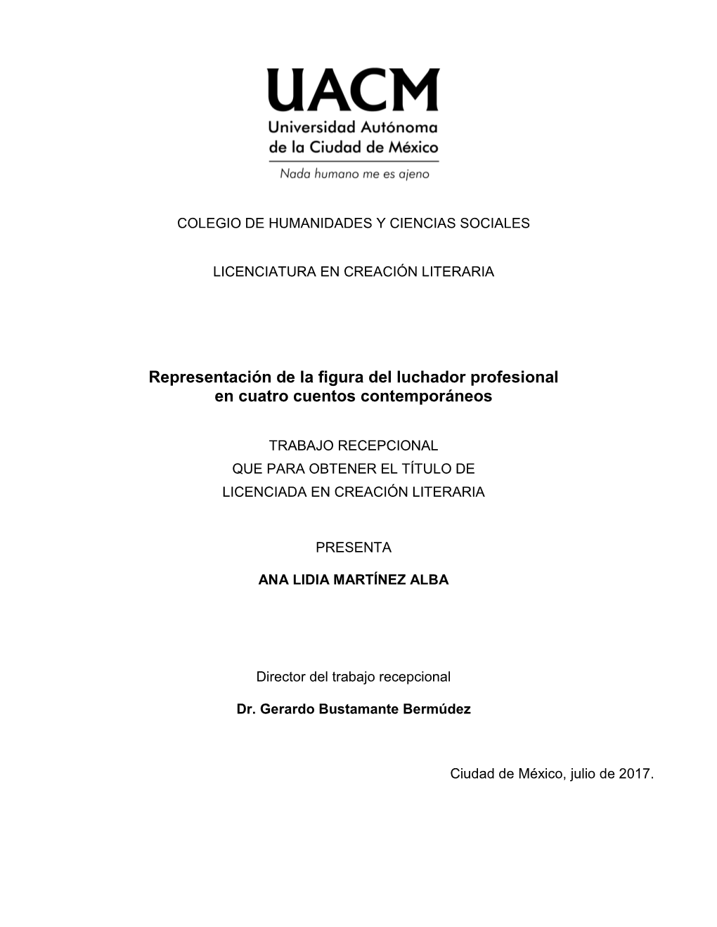 Representación De La Figura Del Luchador Profesional En Cuatro Cuentos Contemporáneos