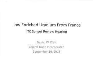Low Enriched Uranium from France ITC Sunset Review Hearing