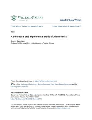 A Theoretical and Experimental Study of Allee Effects