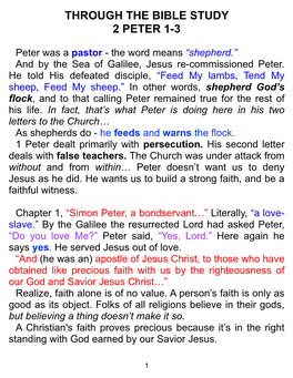 Through the Bible Study 2 Peter 1-3