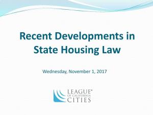 Recent Developments in State Housing Law