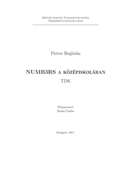 NUMB3RS a Középiskolában TDK