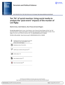 Ten “Rs” of Social Reaction: Using Social Media to Analyse the “Post-Event” Impacts of the Murder of Lee Rigby