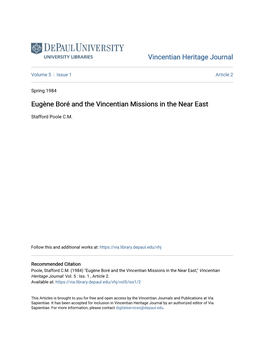 Eugène Boré and the Vincentian Missions in the Near East