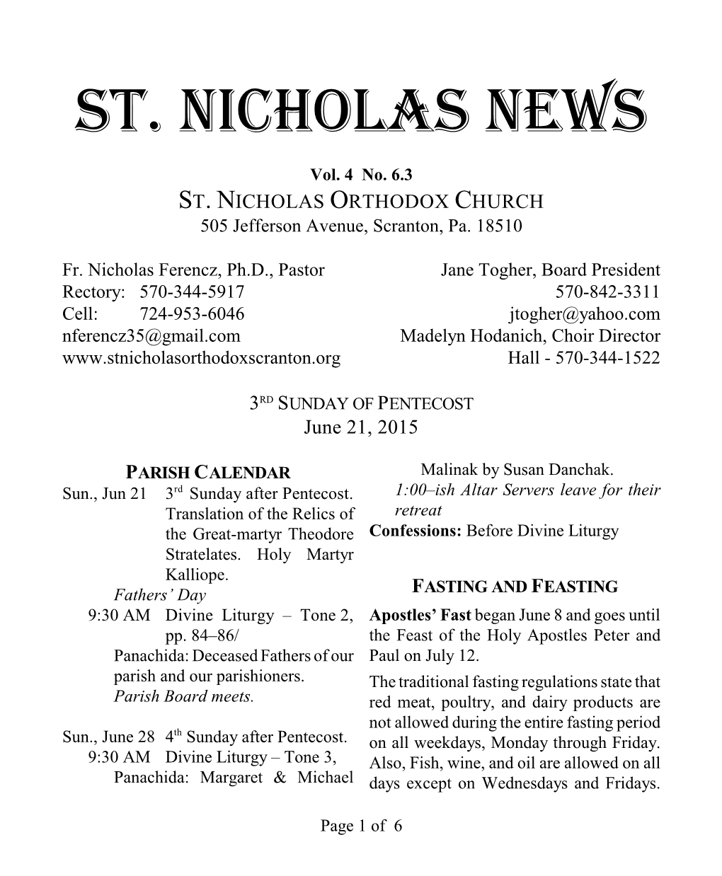 St. Nicholas News