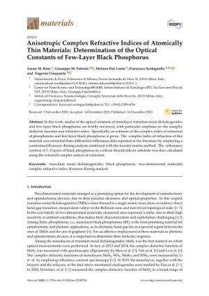 Anisotropic Complex Refractive Indices of Atomically Thin Materials: Determination of the Optical Constants of Few-Layer Black Phosphorus