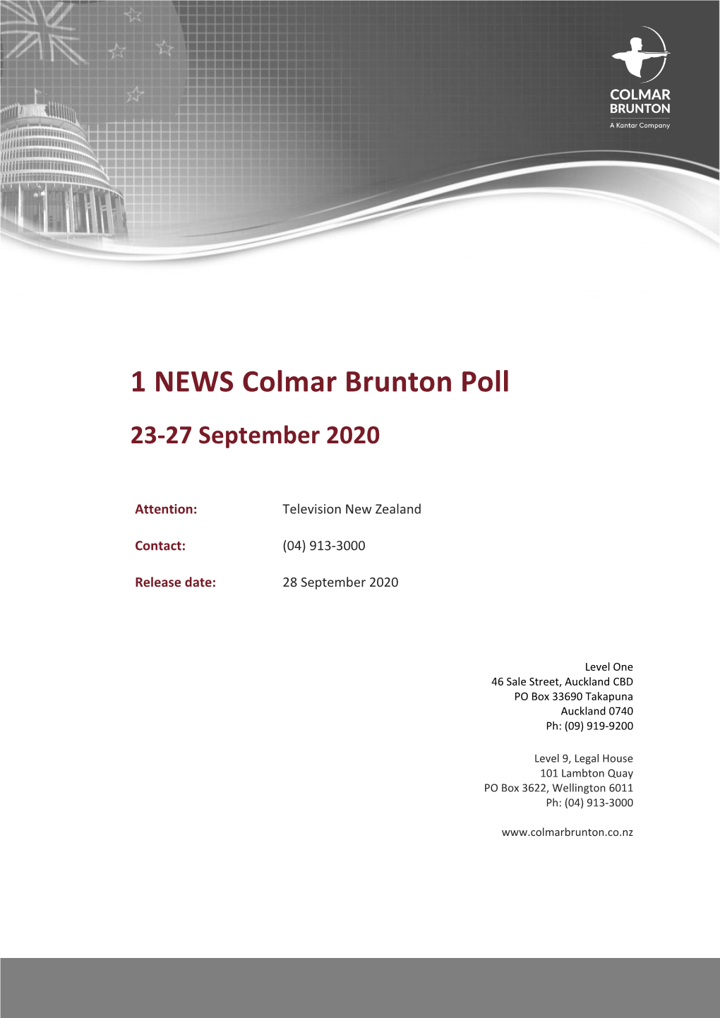 1 NEWS Colmar Brunton Poll 23-27 September 2020