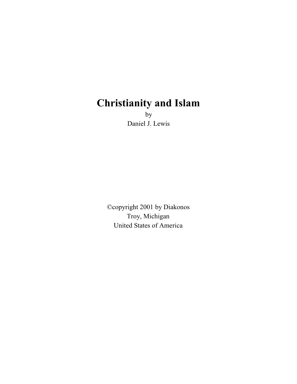 Christianity and Islam by Daniel J