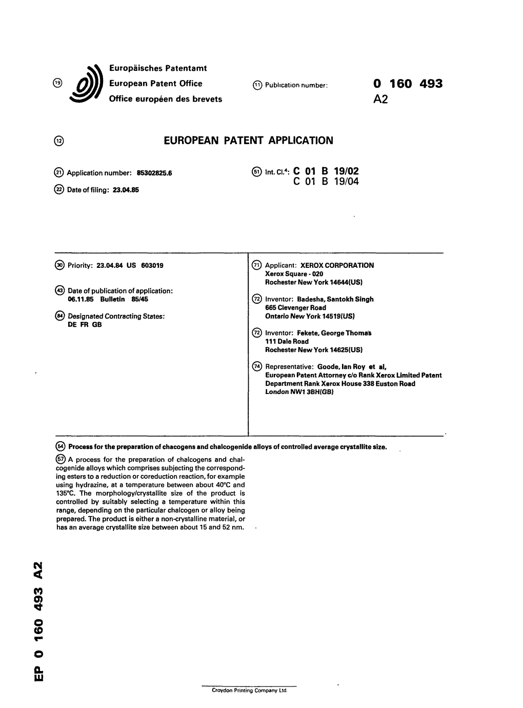 Process for the Preparation of Chacogens and Chalcogenide Alloys of Controlled Average Crystallite Size