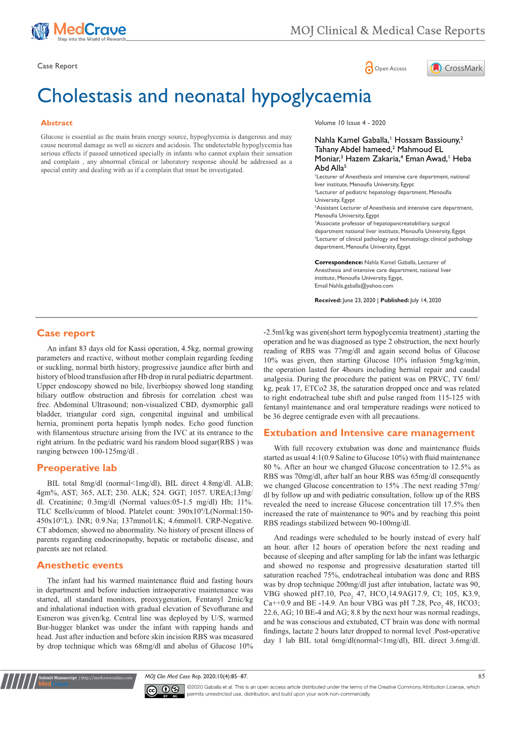 Cholestasis and Neonatal Hypoglycaemia