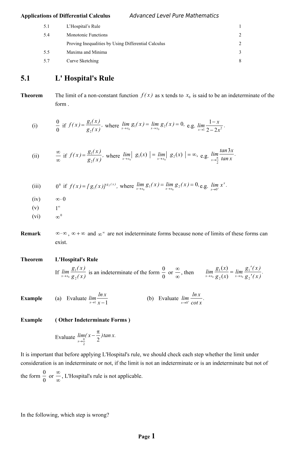 Advanced Level Pure Mathematics s1