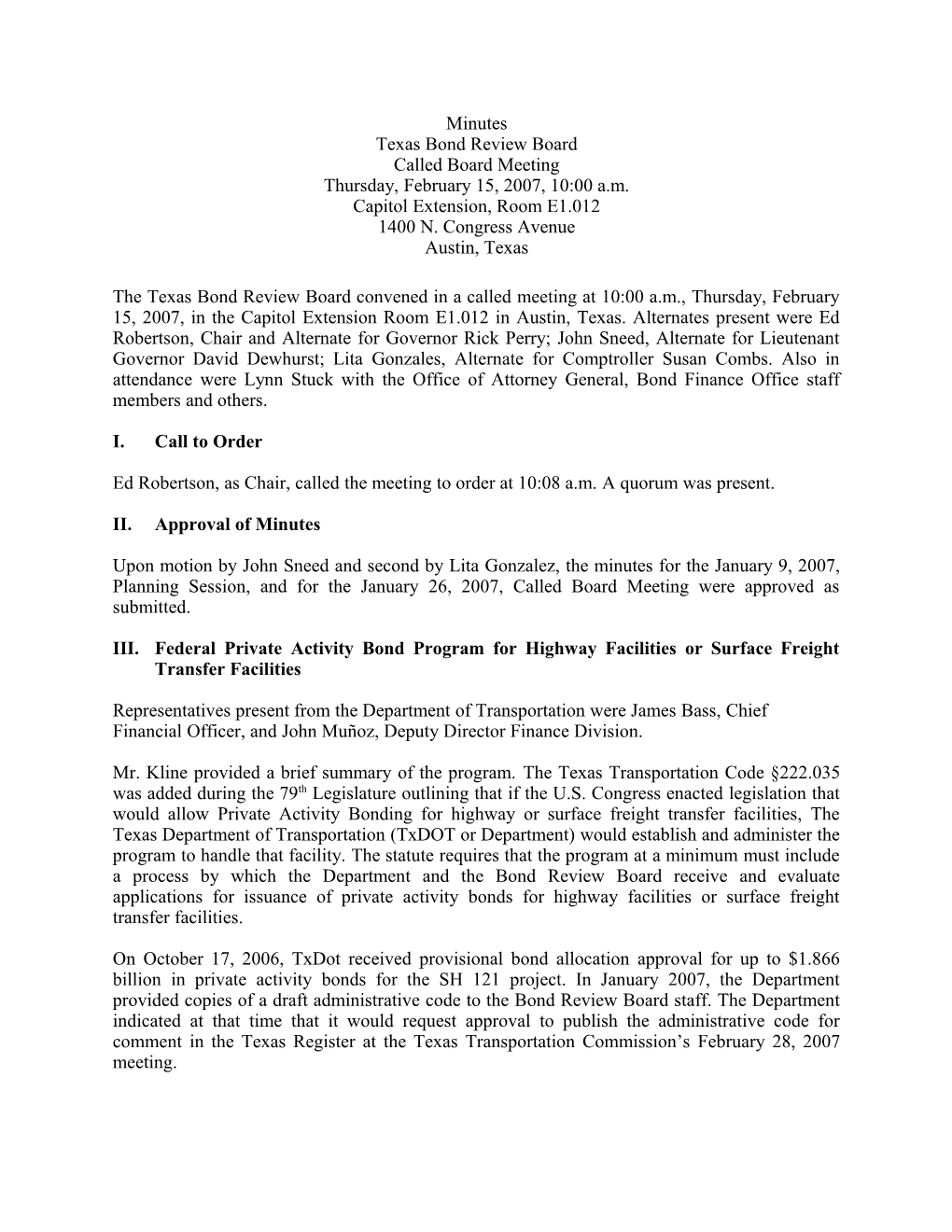 Called Board Meeting 2/15/07 Page -2