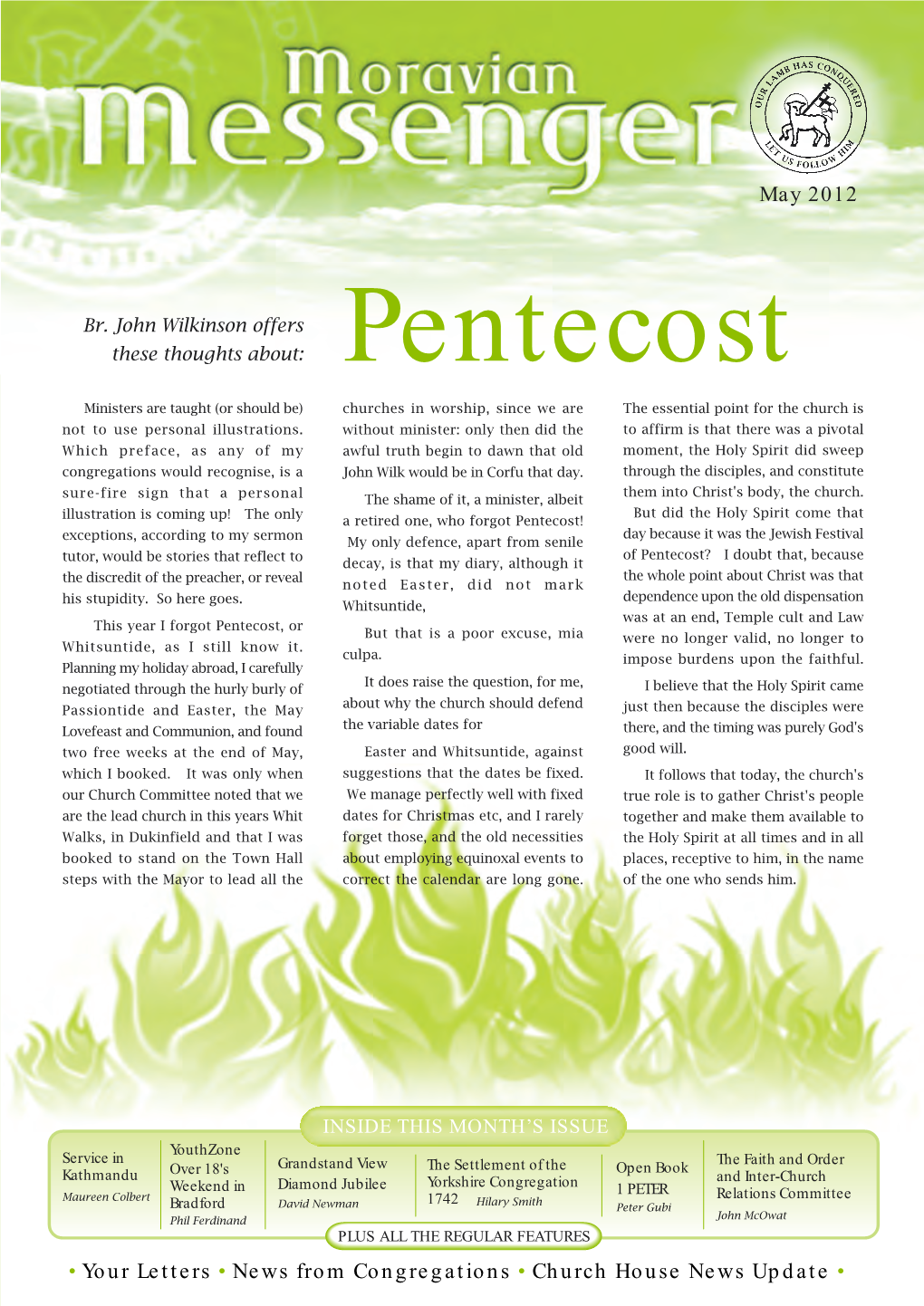 May 2012 • Your Letters • News from Congregations