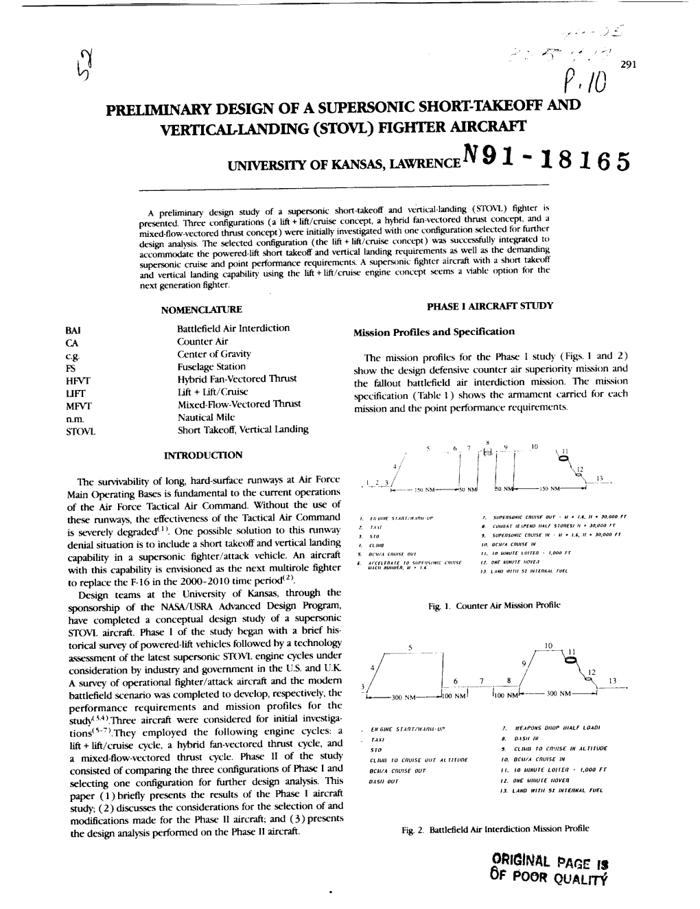 ORI( Tnalpage'l$ Pooe Oualn' 292 Proceedings of the NA3A/USRA Advanced Design Program 6Th Summer Conference