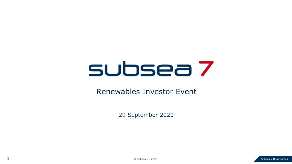 Renewables Investor Event