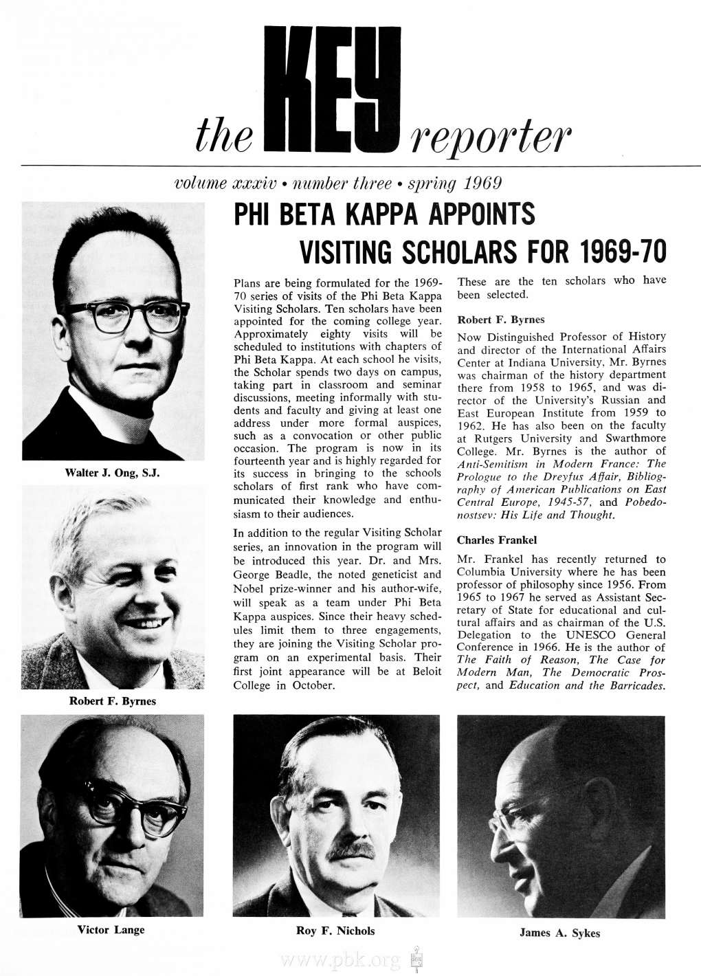 Visiting Scholars for 1969-70