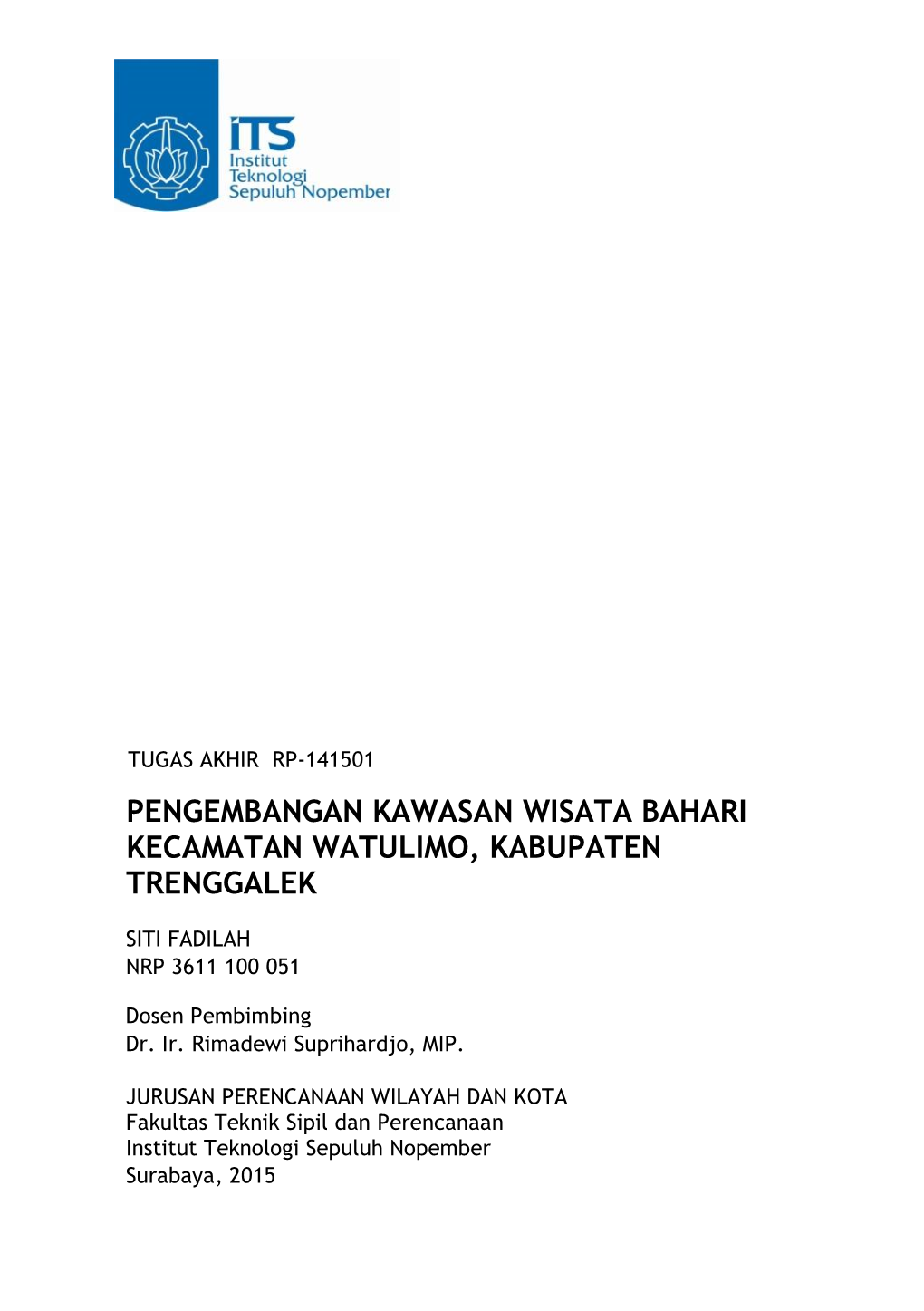 Pengembangan Kawasan Wisata Bahari Kecamatan Watulimo, Kabupaten Trenggalek