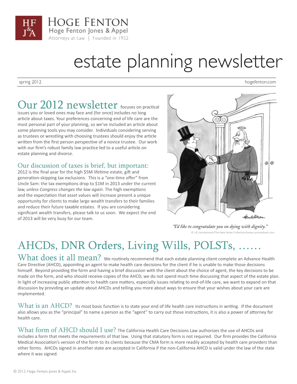 Estate Planning Newsletter