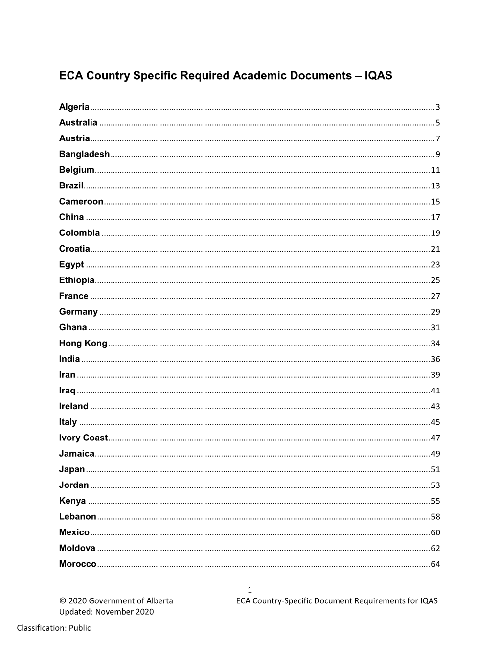 ECA Country Specific Required Academic Documents – IQAS