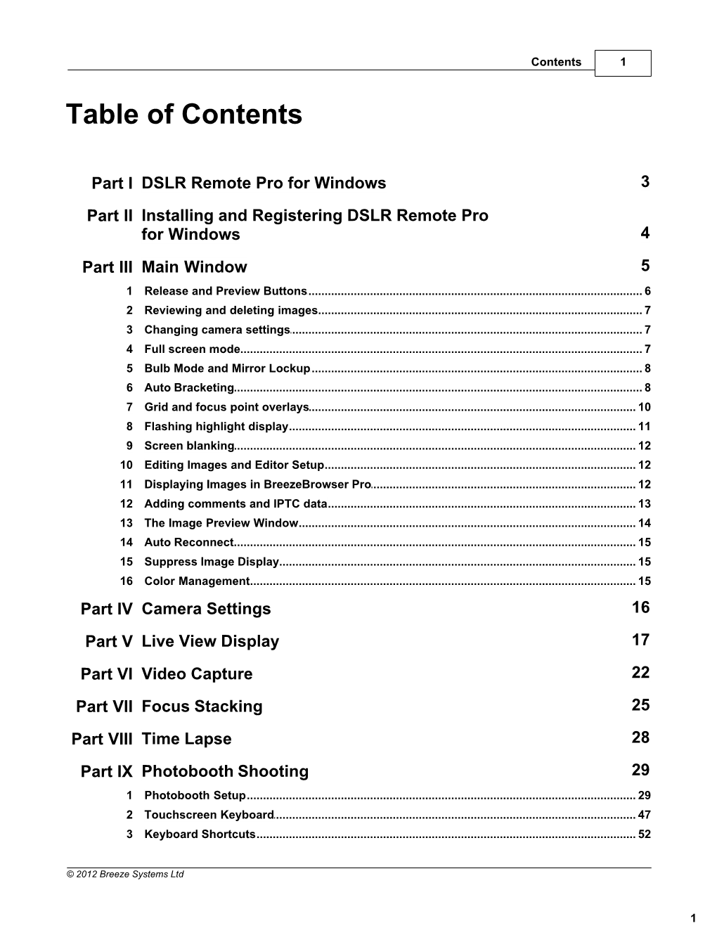 Table of Contents