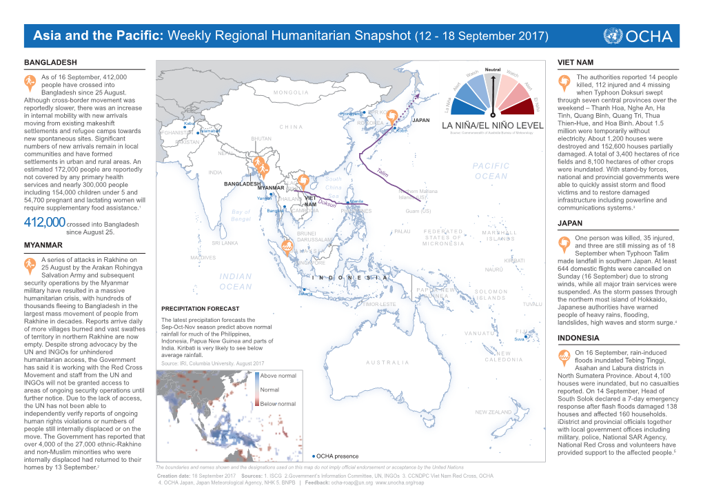 Weekly Regional Humanitarian Snapshot (12 - 18 September 2017)