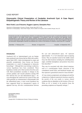 CASE REPORT Polymorphic Clinical Presentation of Cerebellar