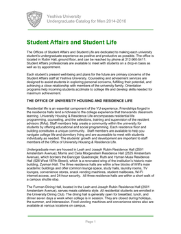 Student Affairs and Activities
