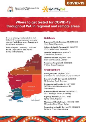 Where to Get Tested for COVID-19 in Regional and Remote WA