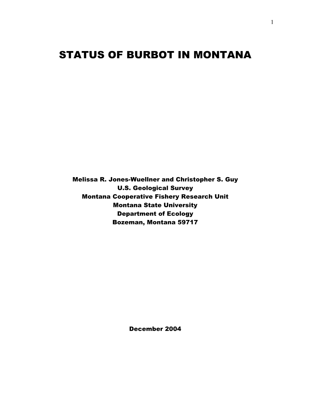 Status of Burbot in Montana