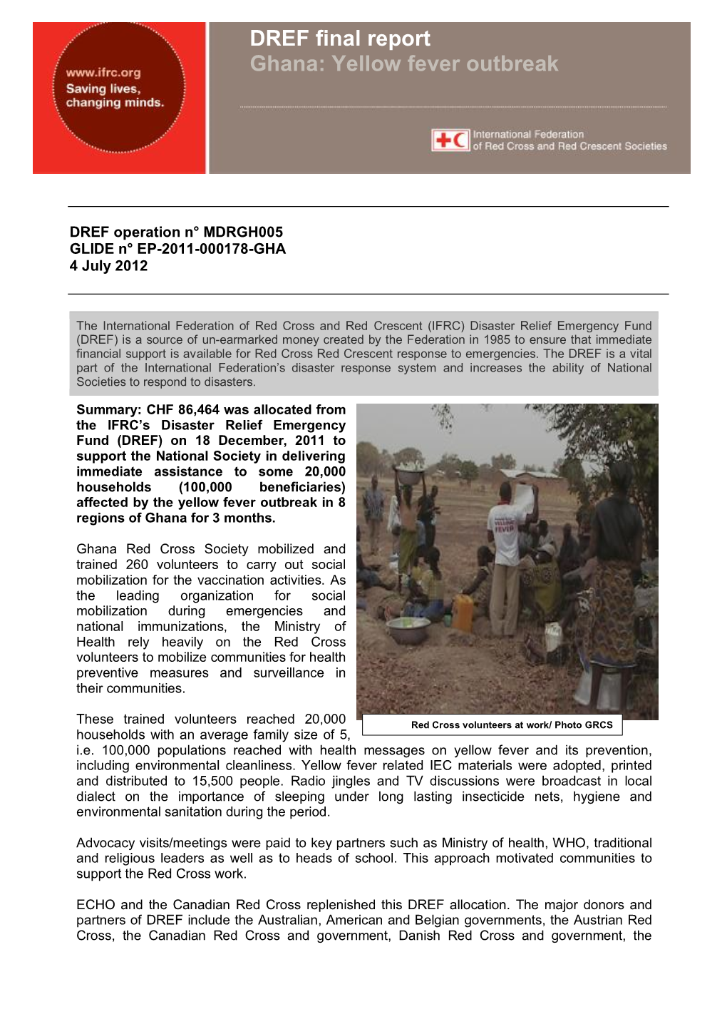 DREF Final Report Ghana: Yellow Fever Outbreak